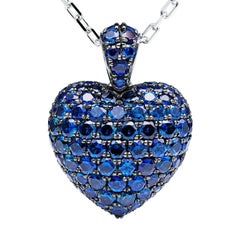 Towe Norlen 3 Carat Cornflower Blue Sapphire Contemporary Heart Pendant Necklace