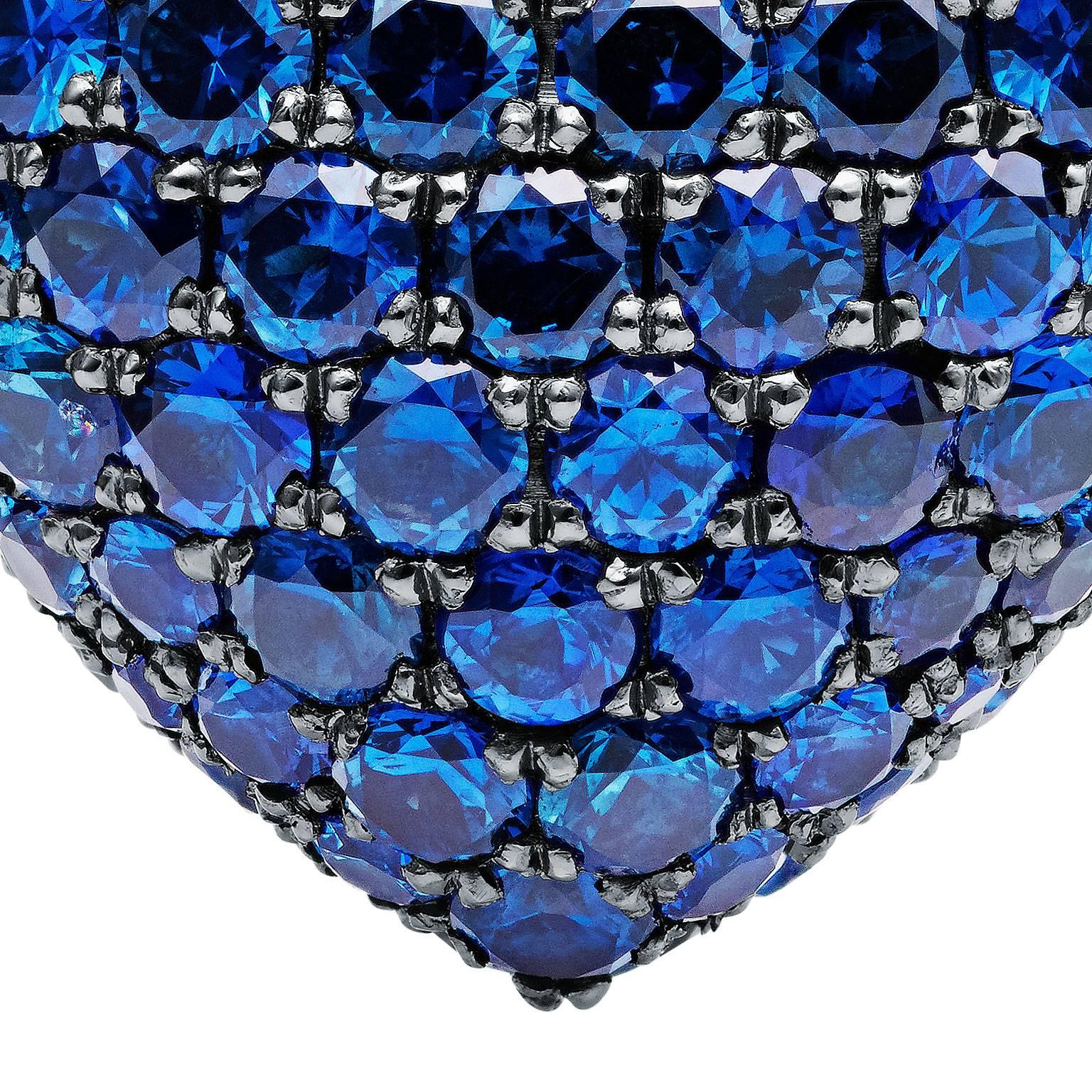 Towe Norlen 3 Carat Cornflower Blue Sapphire Contemporary Heart Pendant Necklace For Sale 3
