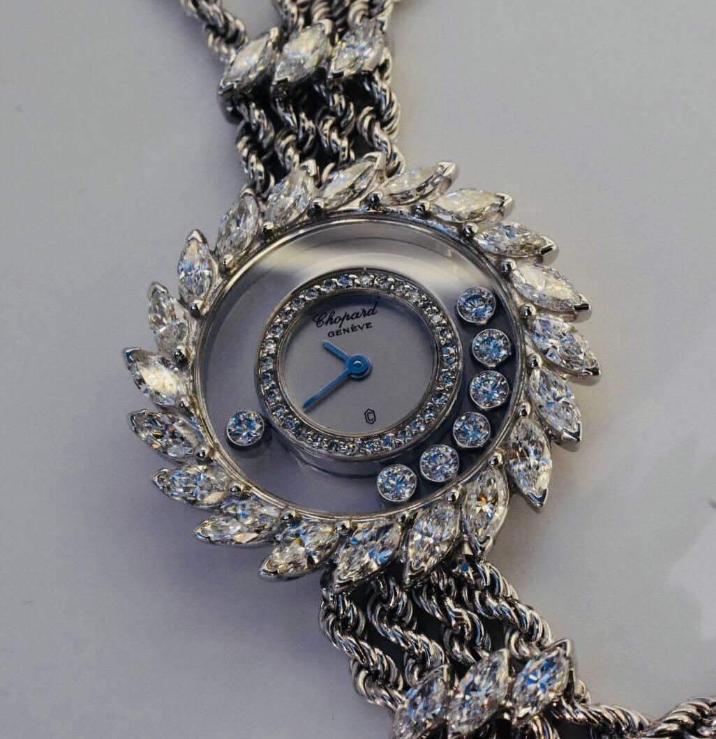 Chopard Ladies White Gold Happy Diamonds Quartz Wristwatch 1