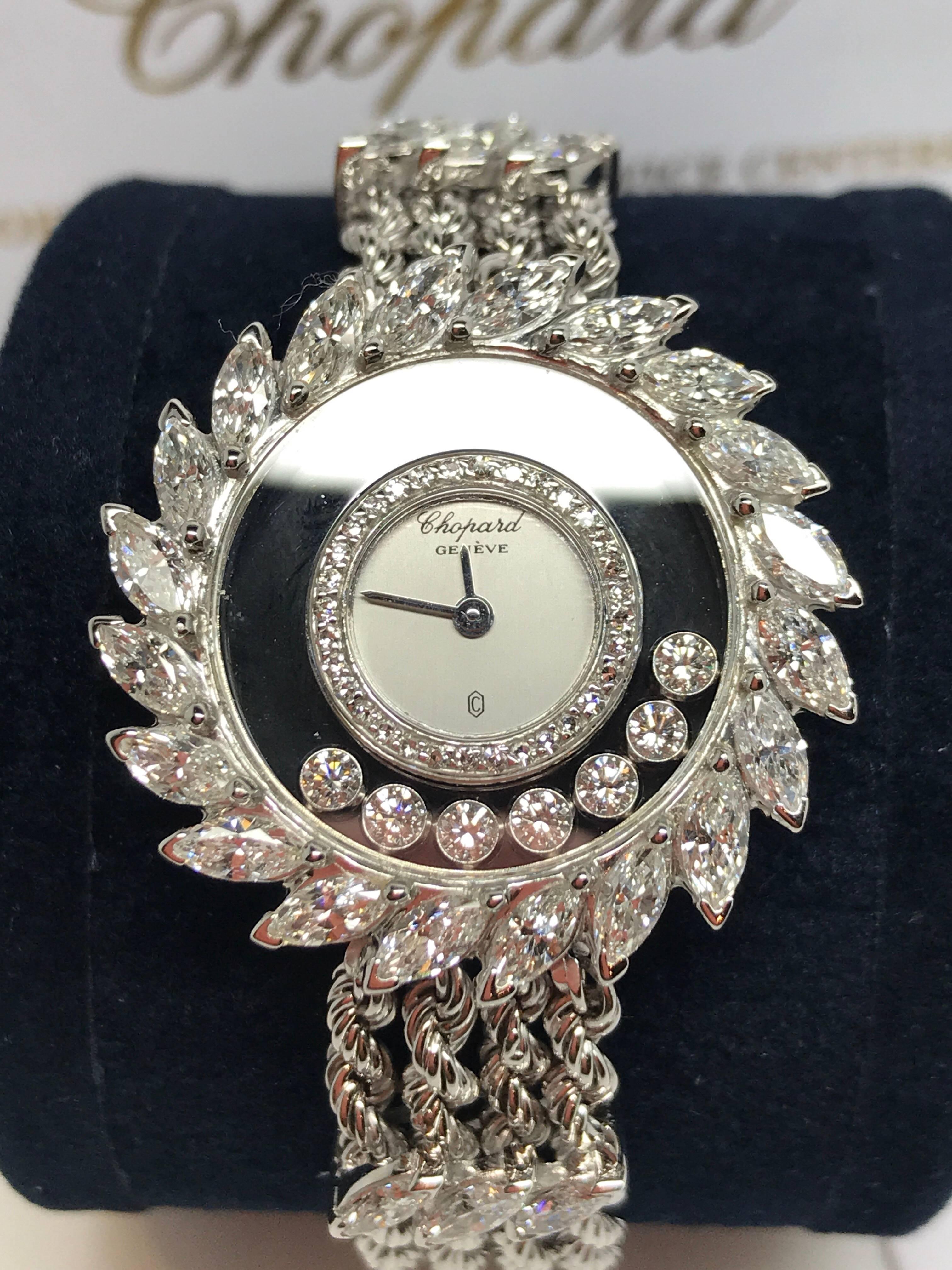 Chopard Ladies White Gold Happy Diamonds Quartz Wristwatch 4