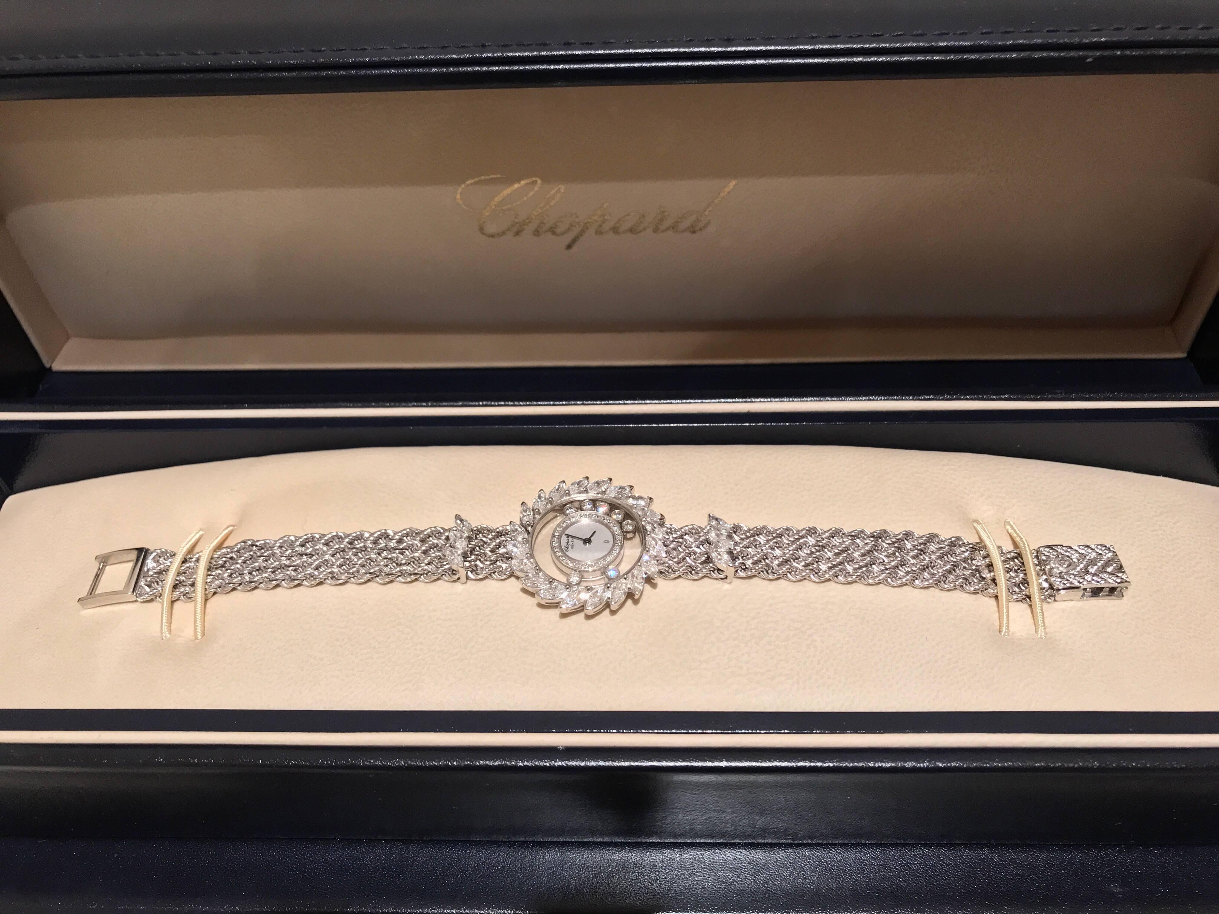 Chopard Ladies White Gold Happy Diamonds Quartz Wristwatch 5