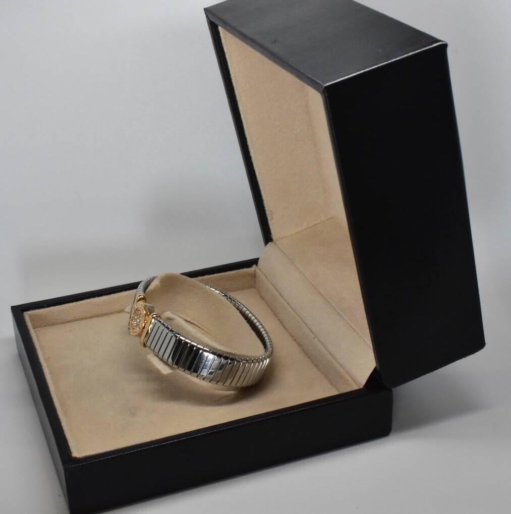 Round Cut Bulgari Tubogas Diamond Bracelet For Sale