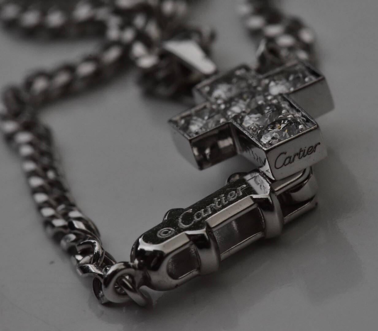 Round Cut Cartier Diamond Cross Necklace