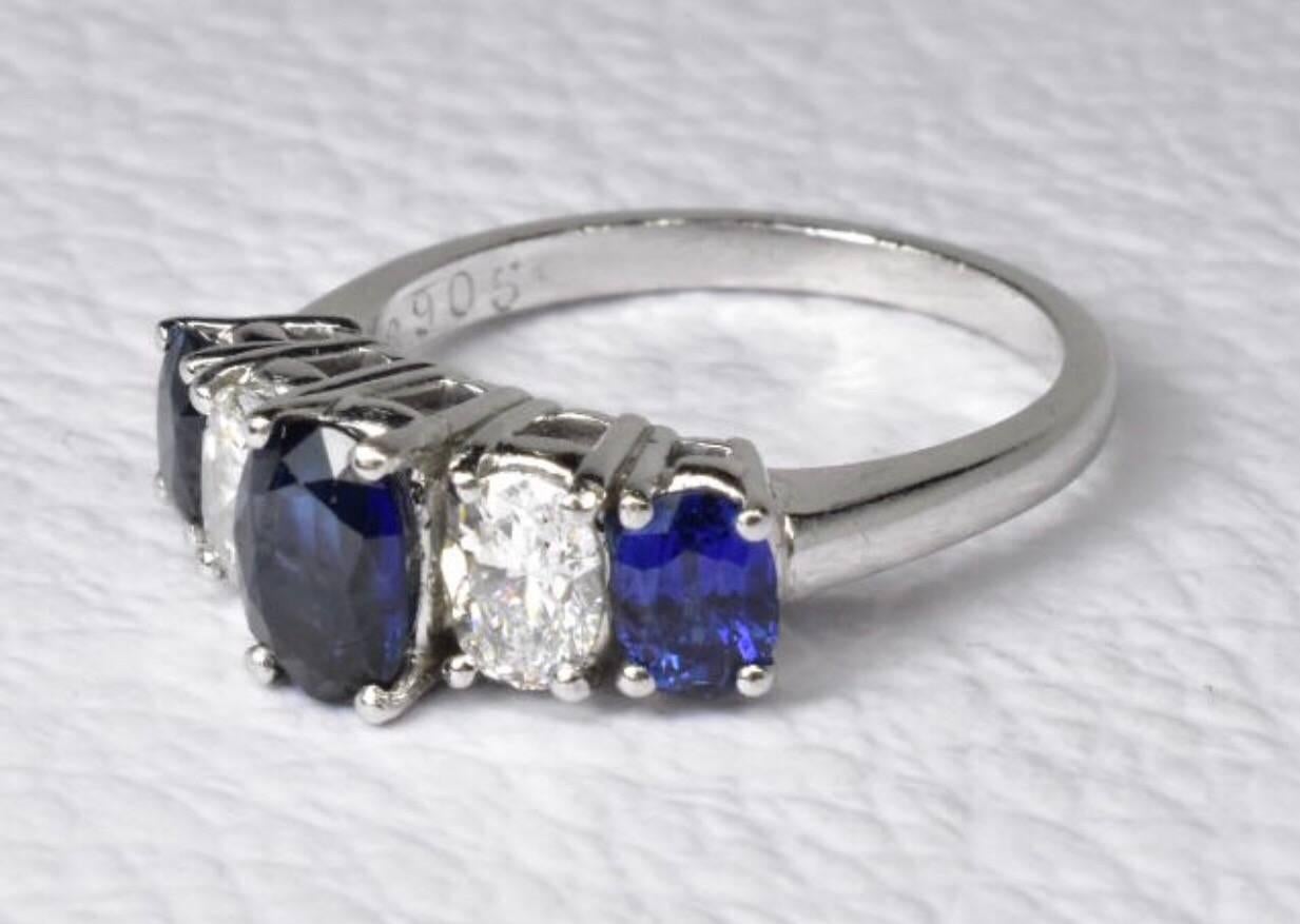 Platinum Sapphire and Diamond Ring 1