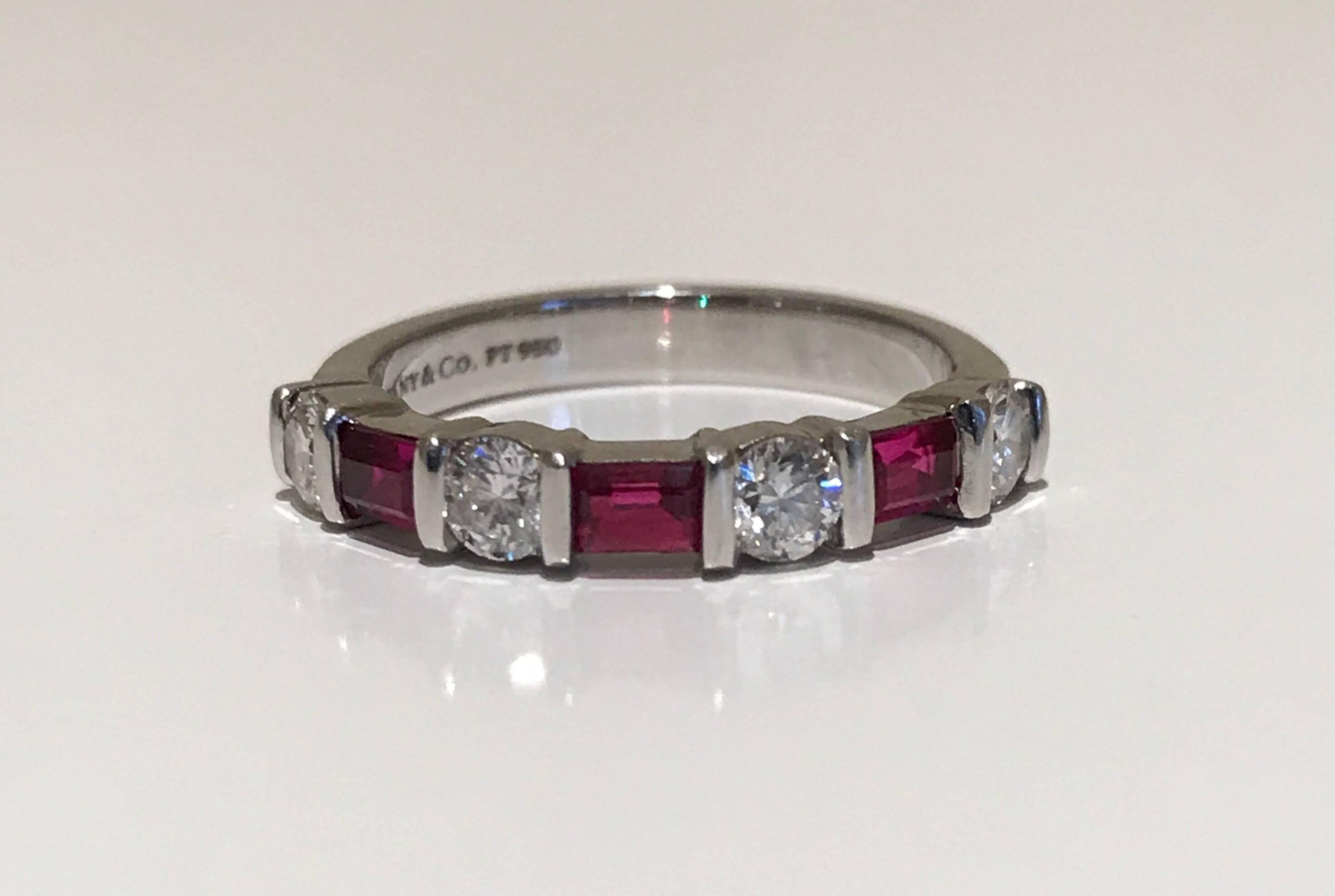 Contemporary Tiffany & Co. Ruby and Diamond Platinum Ring