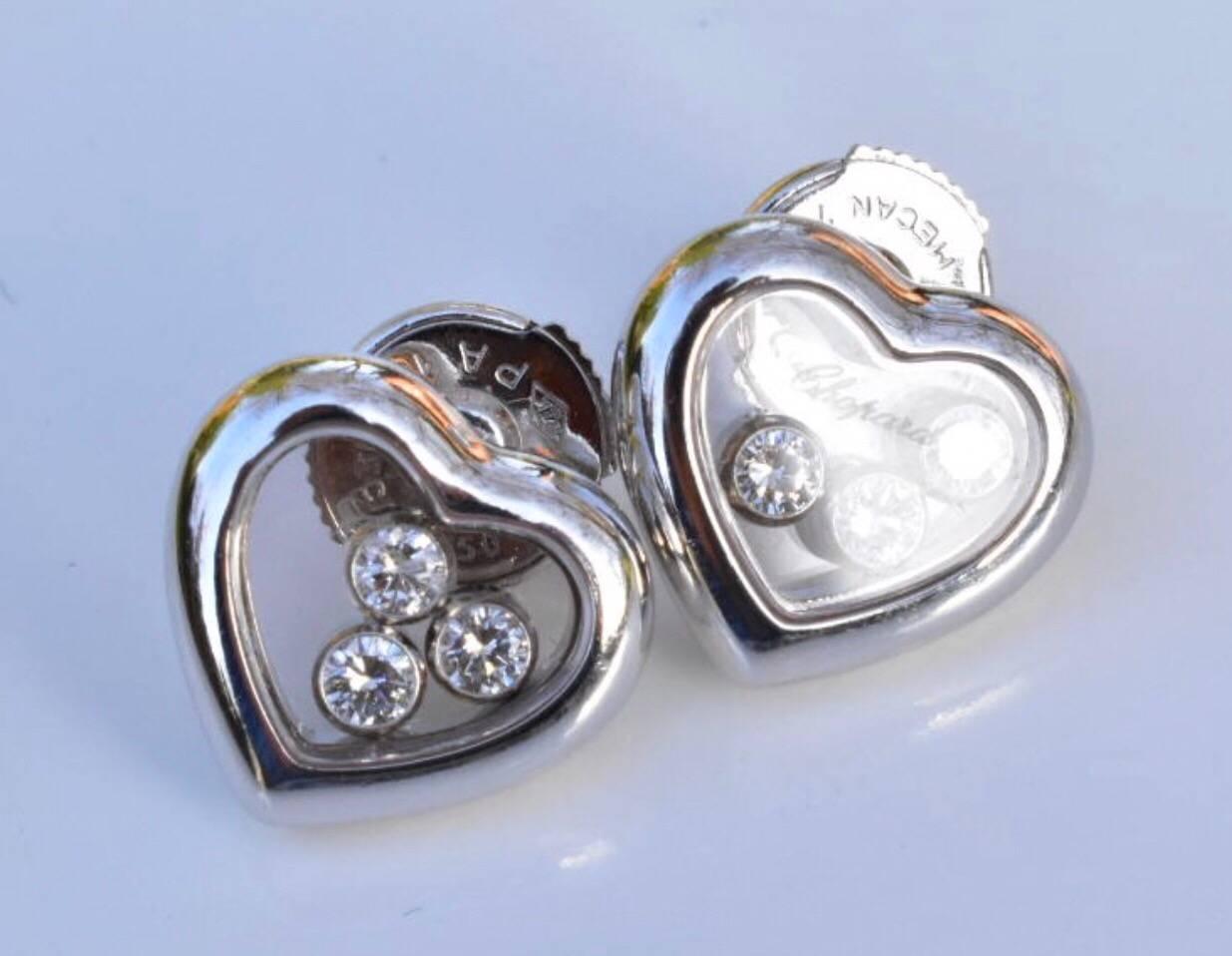 Contemporary Chopard Happy Diamonds Earrings For Sale