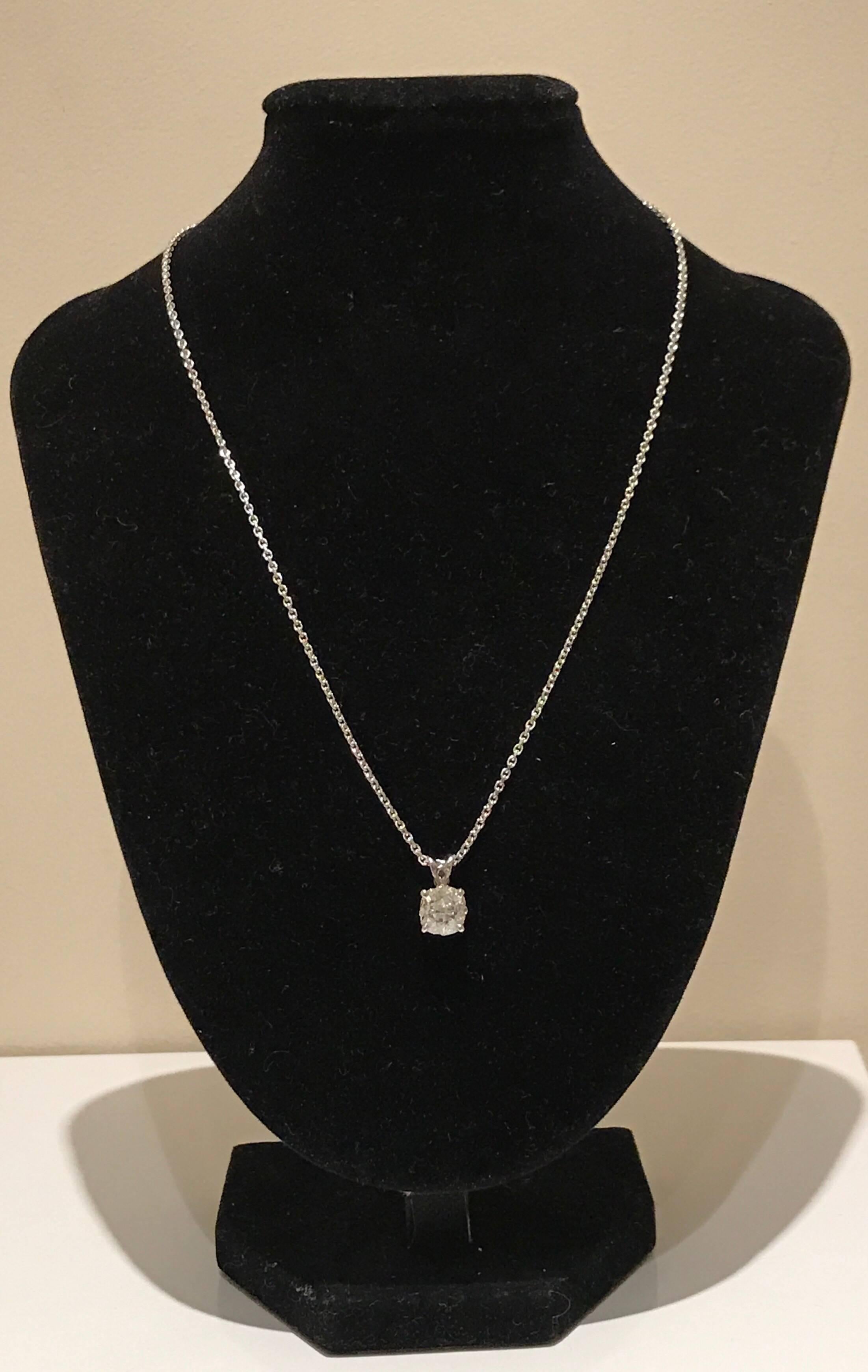 Old Mine Cut Diamond Pendant Necklace 2 Carat 3