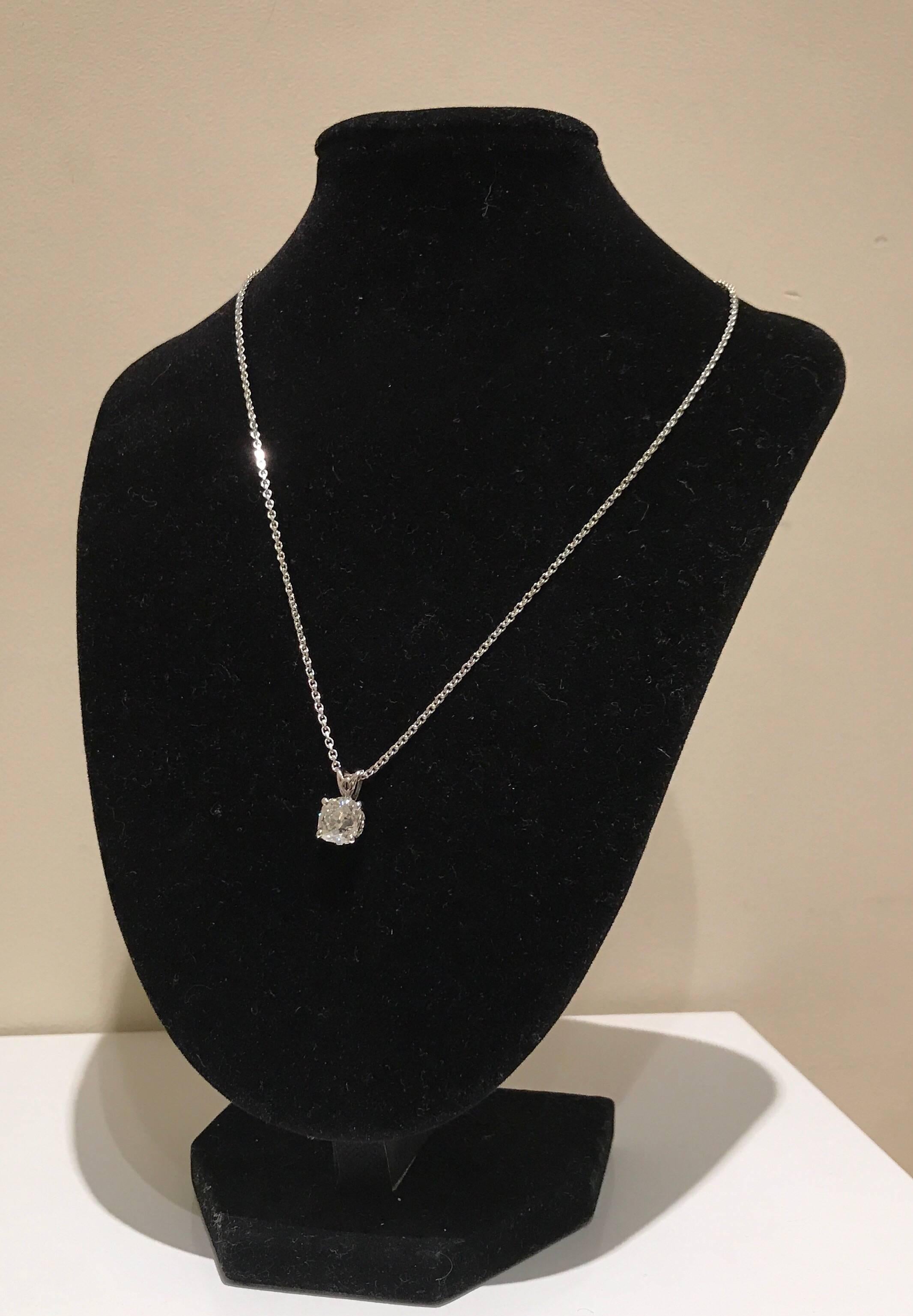 Old Mine Cut Diamond Pendant Necklace 2 Carat 4