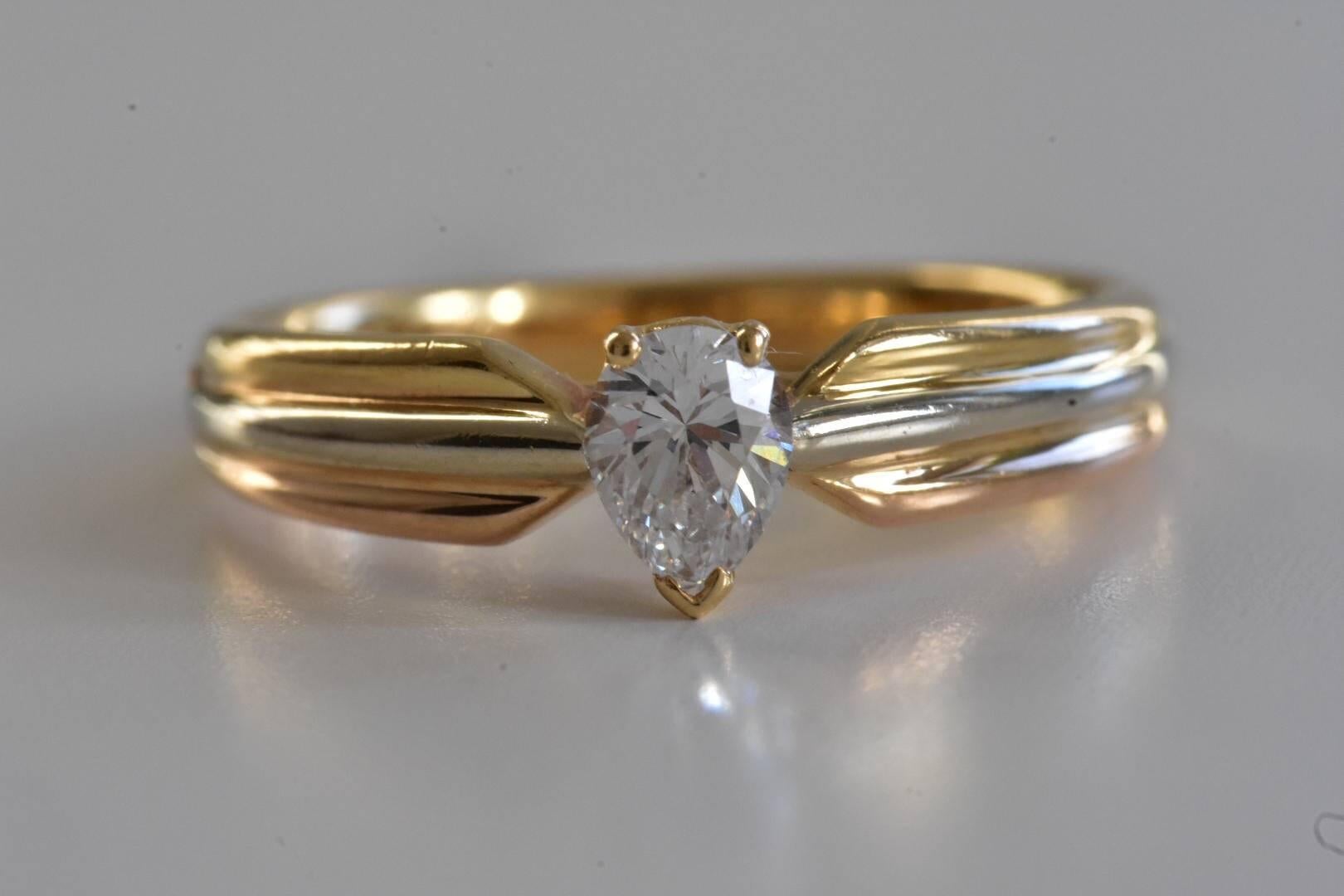 Round Cut Cartier Trinity Diamond Ring For Sale