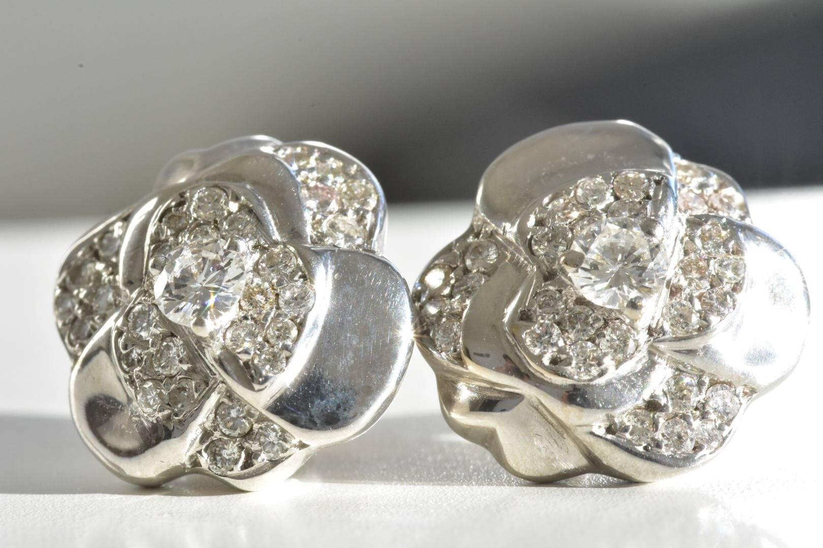 Contemporary Chanel Camellia Diamond Earrings