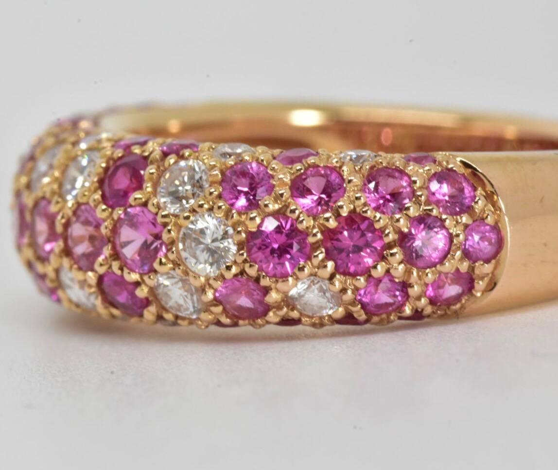 Round Cut Cartier Etincelle De Cartier Diamond and Pink Sapphire Ring