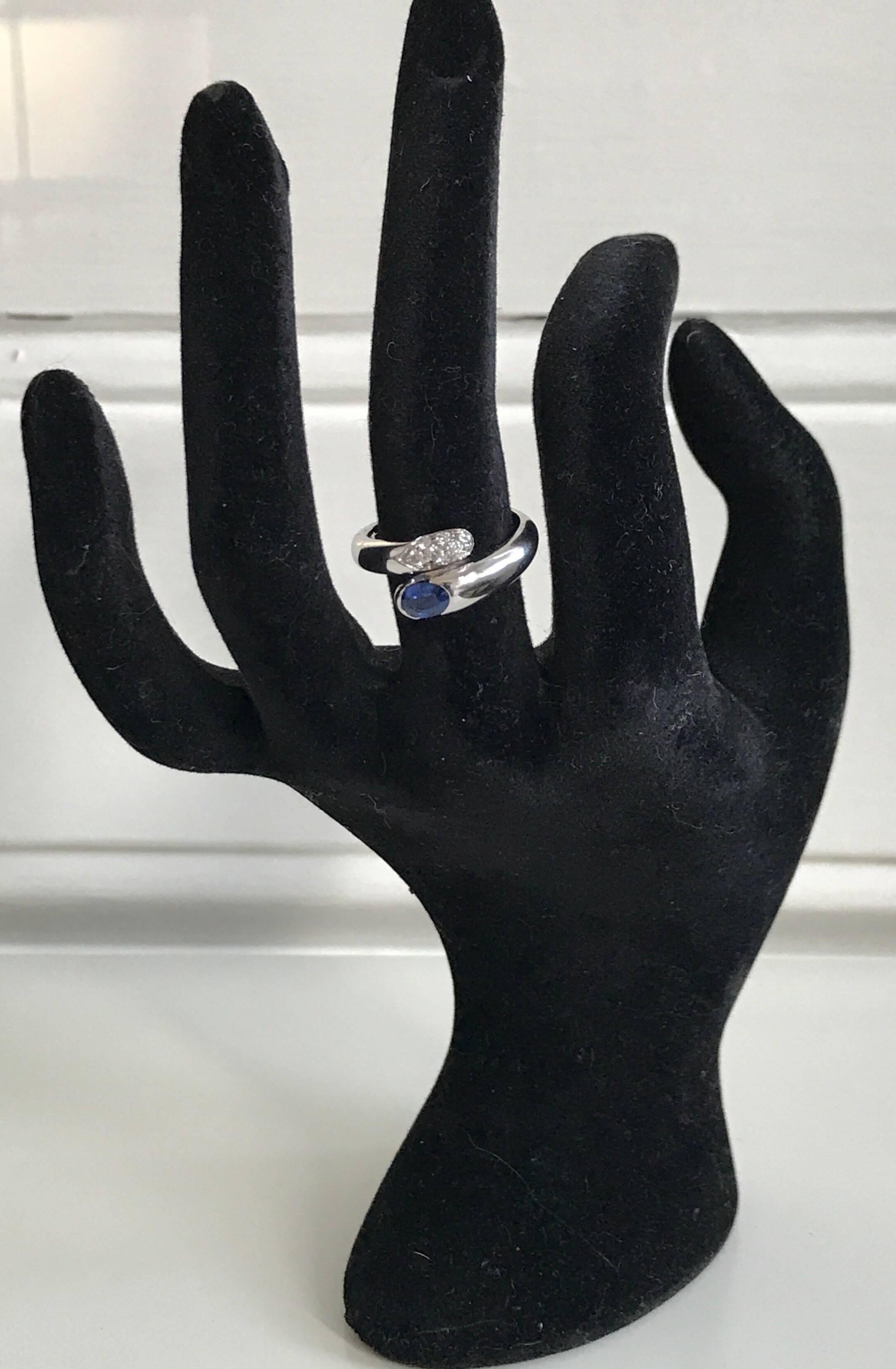 Women's Bulgari Bypass Sapphire and Diamond Ring For Sale