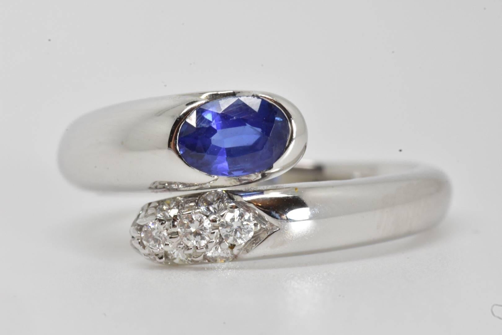 Bulgari Bypass Sapphire and Diamond Ring For Sale 3