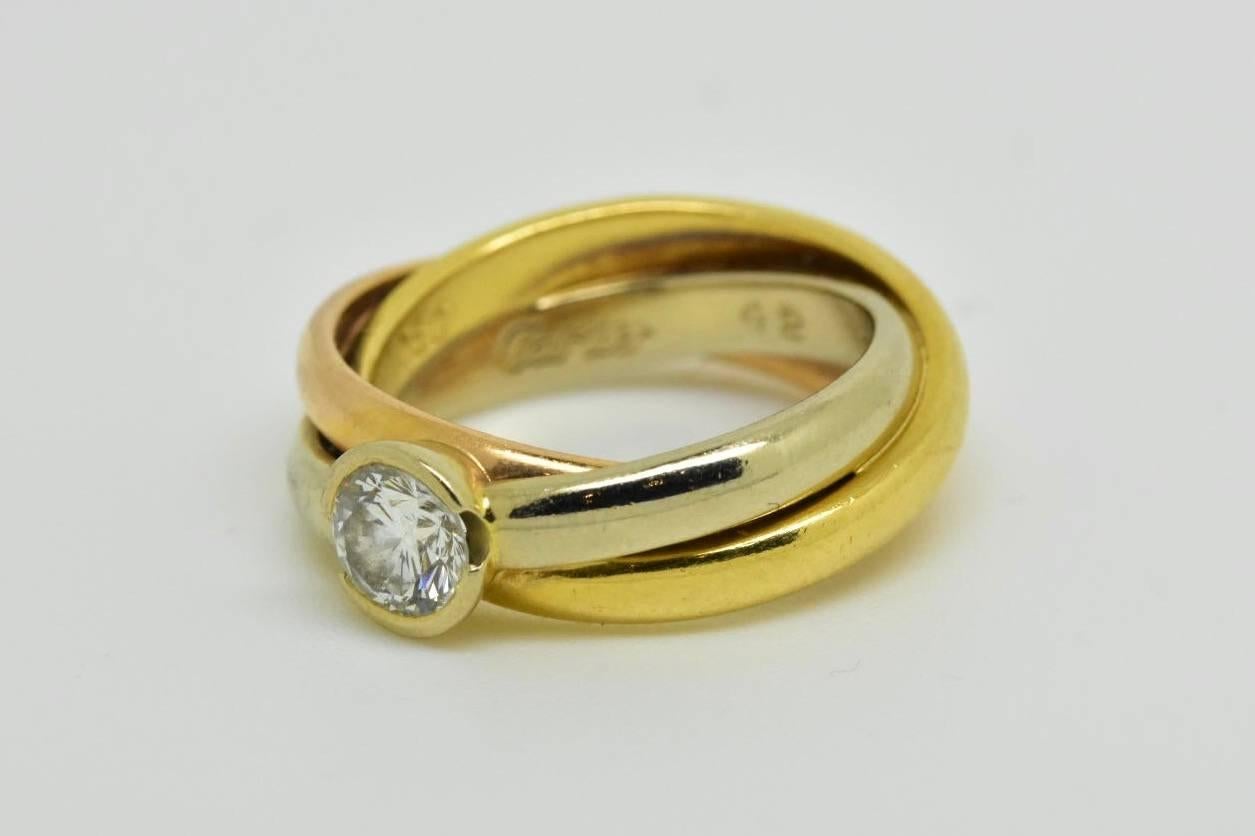 Cartier Tri-Color Diamond Ring In Good Condition In London, GB