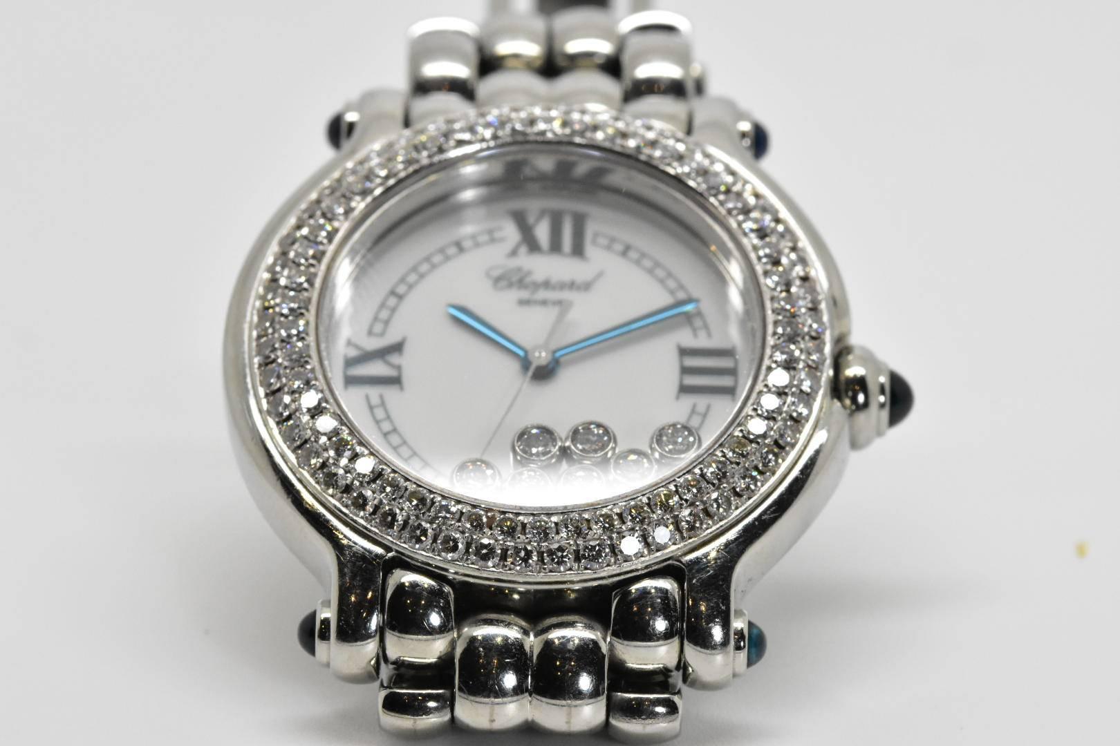 Contemporary Chopard Ladies Stainless Steel Diamond Bezel Happy Diamonds Quartz Wristwatch