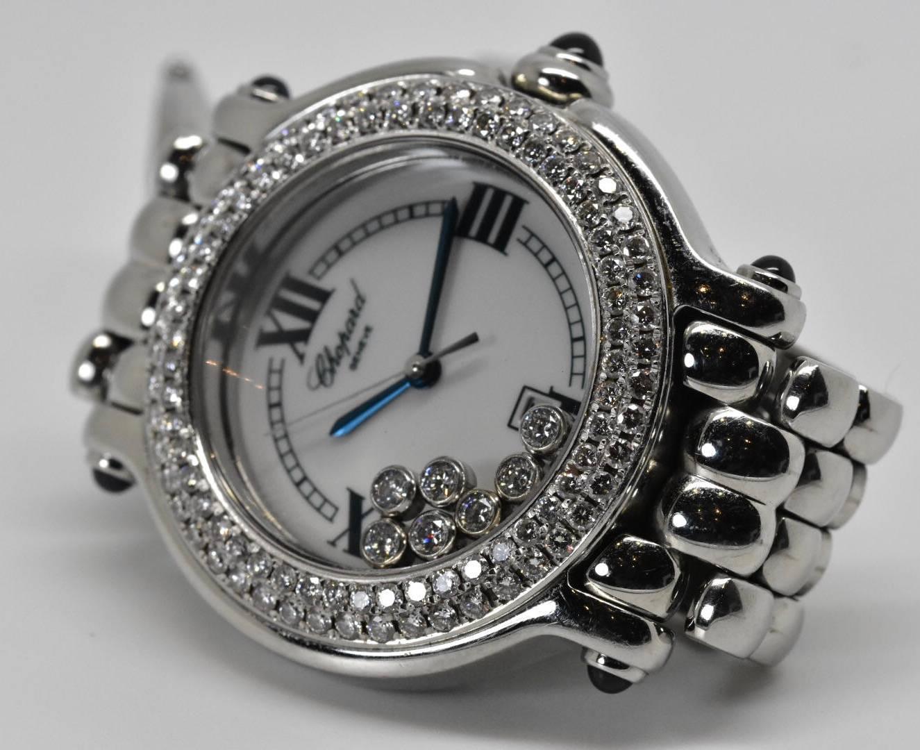 Chopard Ladies Stainless Steel Diamond Bezel Happy Diamonds Quartz Wristwatch In Good Condition In London, GB