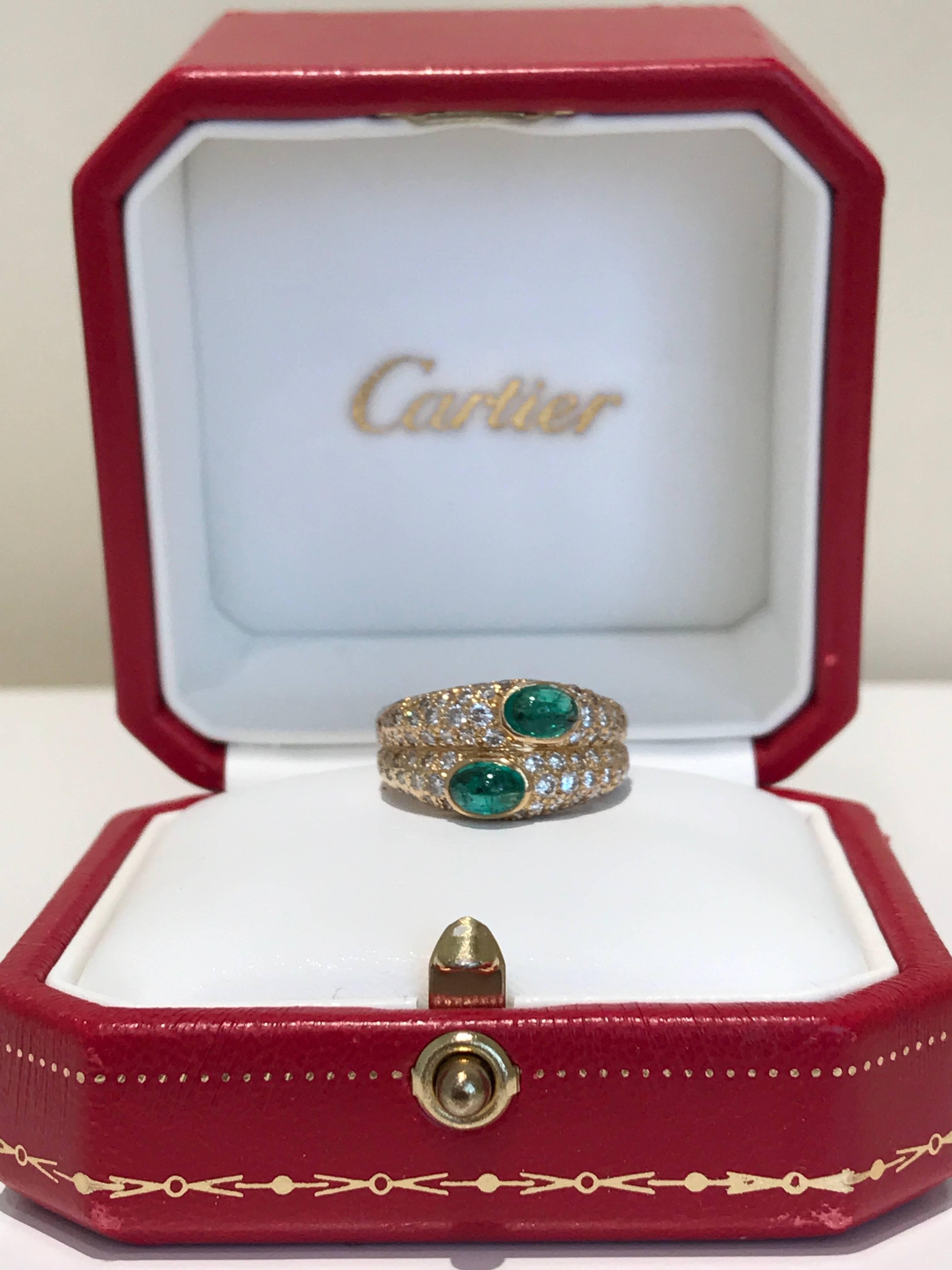 Cartier Emerald and Diamond Ring In Fair Condition In London, GB