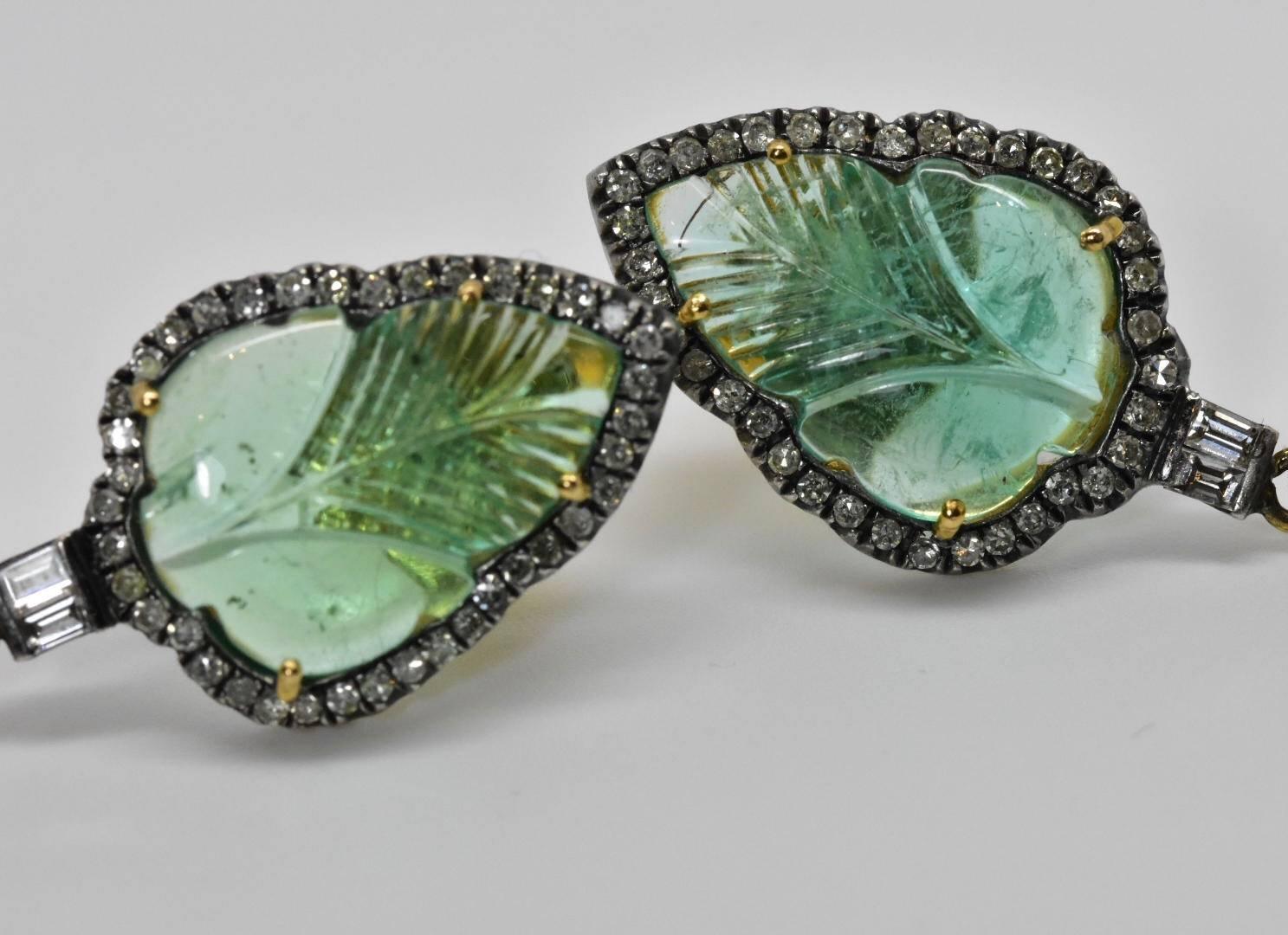 Emerald and Diamond Earrings In Good Condition In London, GB
