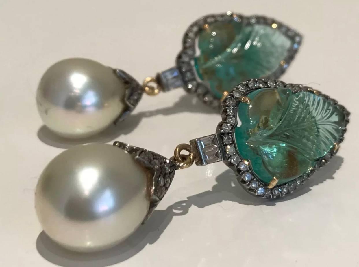 Emerald and Diamond Earrings 1