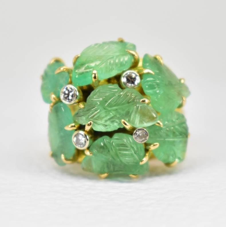 Emerald and Diamond Cocktail Ring In Good Condition In London, GB