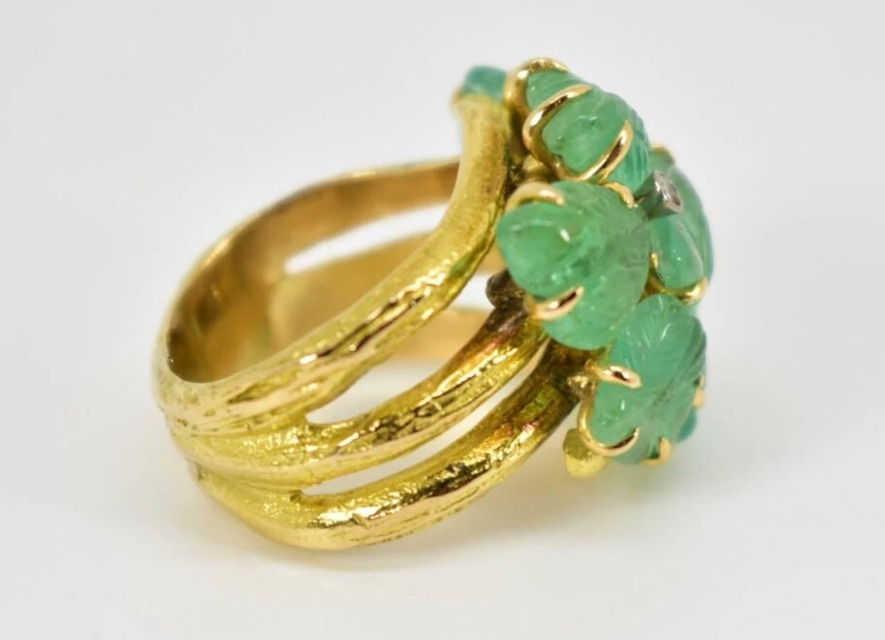 Emerald and Diamond Cocktail Ring 3