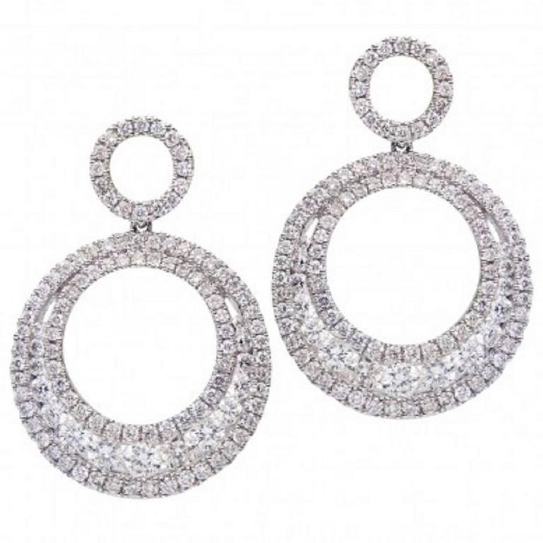 Double Hoop Diamond Drop Dangle Earrings For At 1stdibs Double Hoop Diamond Drop Dangle Earrings For