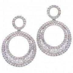 Double Hoop Diamond Drop Dangle Earrings