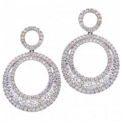Double Hoop Diamond Drop Dangle Earrings 7