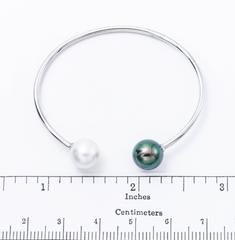 South Sea Tahitian Pearl White Gold Bangle Bracelet 18K White Gold