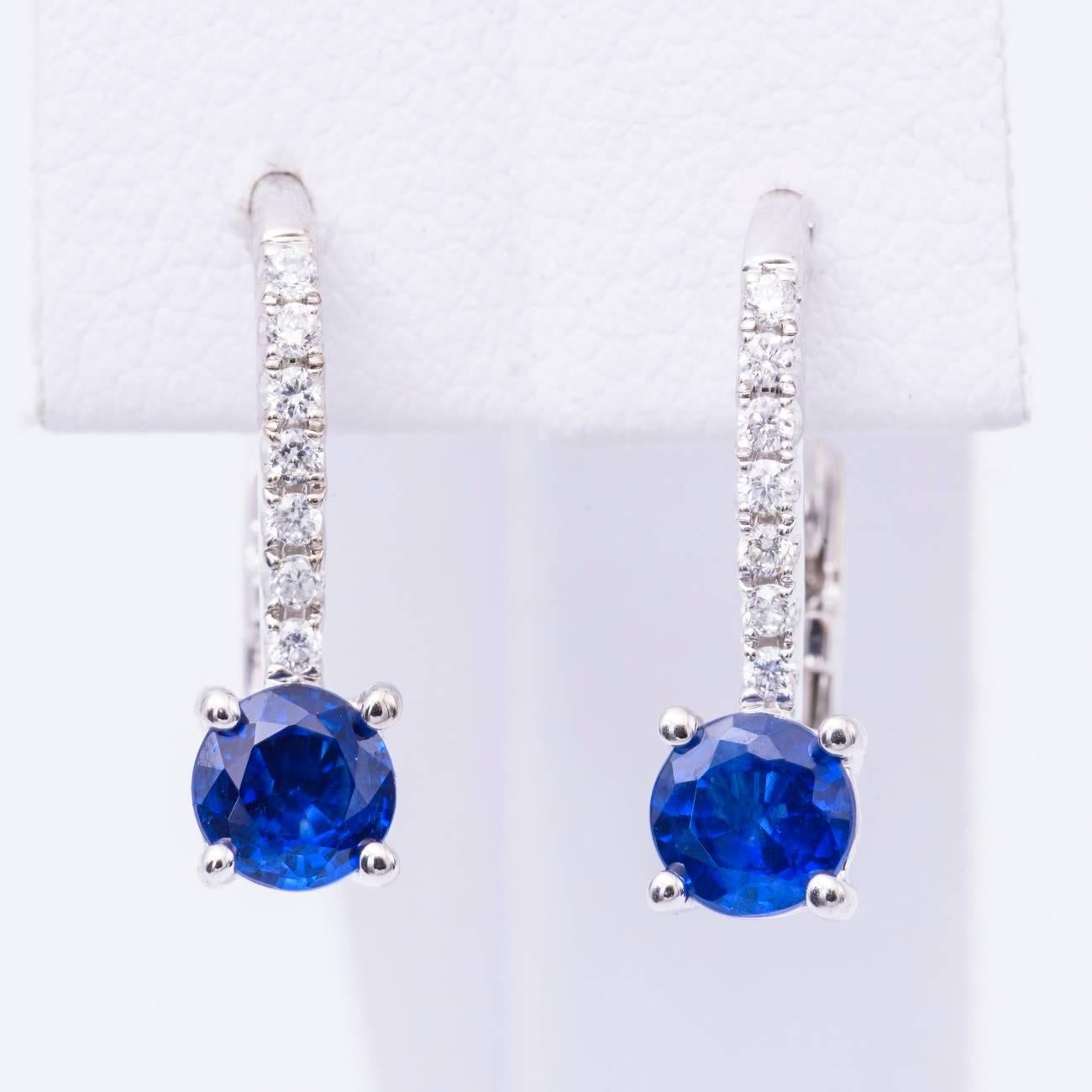 Sapphire Earrings 16 mm long
Sapphire 0.98 Cts. 4.5 mm
Diamonds 0.13 Cts 