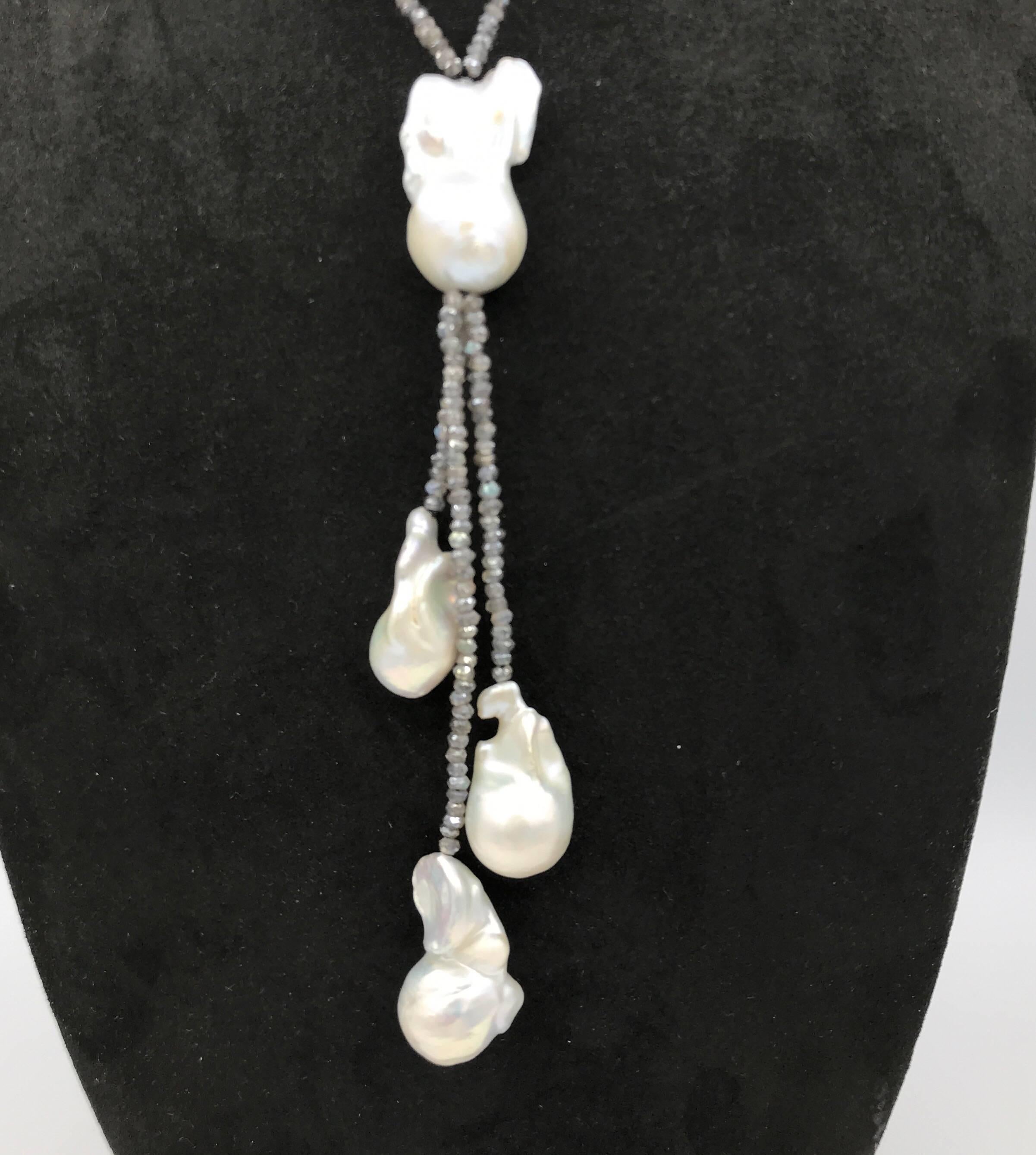 Women's Labradorite and Baroque Pearl Necklace