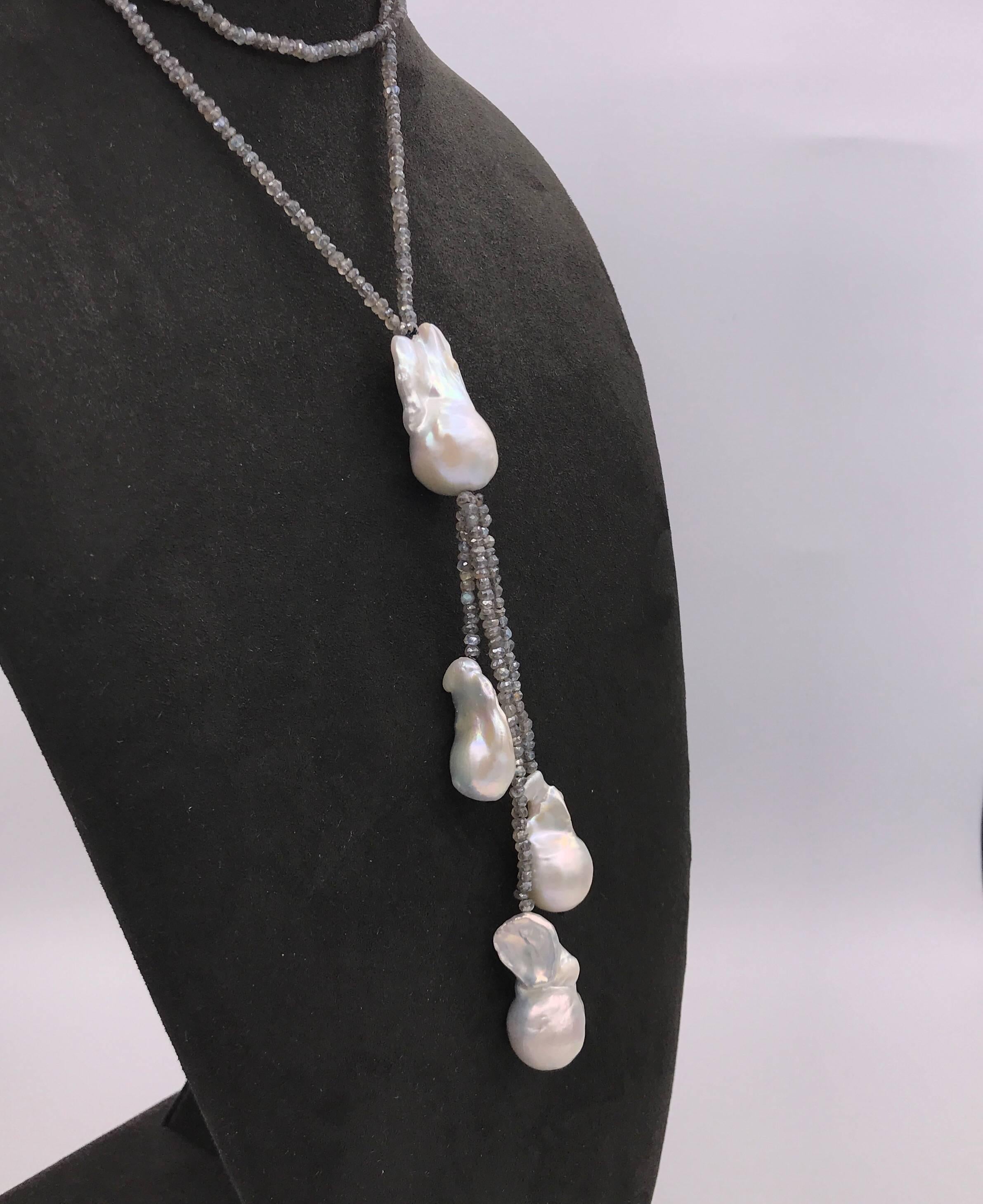 Labradorite and Baroque Pearl Necklace 1