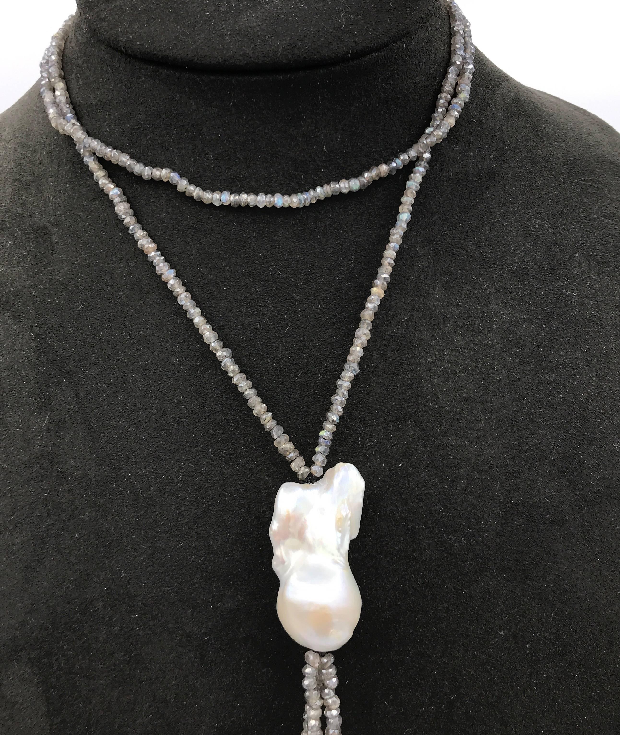 Labradorite and Baroque Pearl Necklace 2