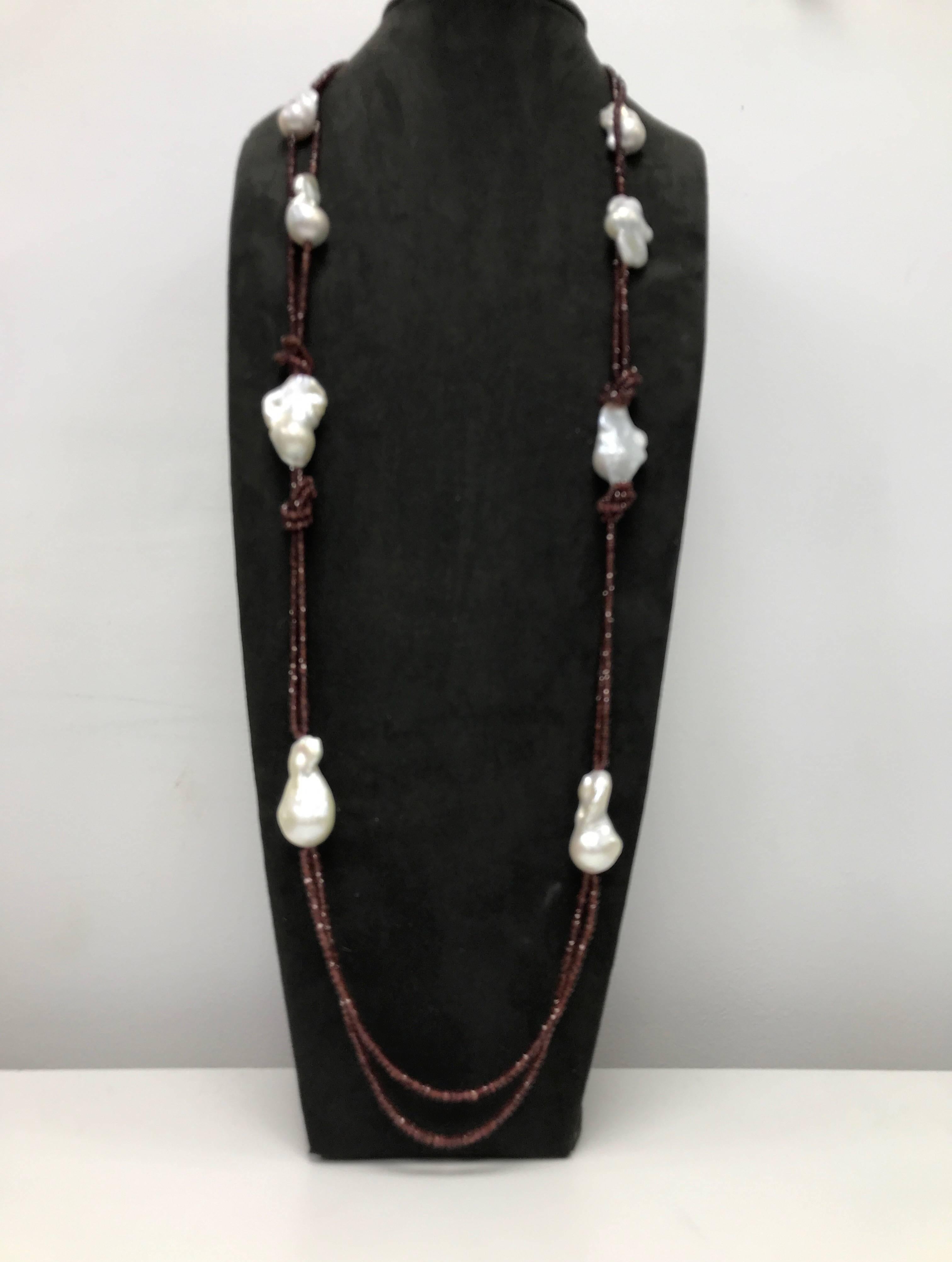 Garnet and Freshwater Baroque Necklace 1