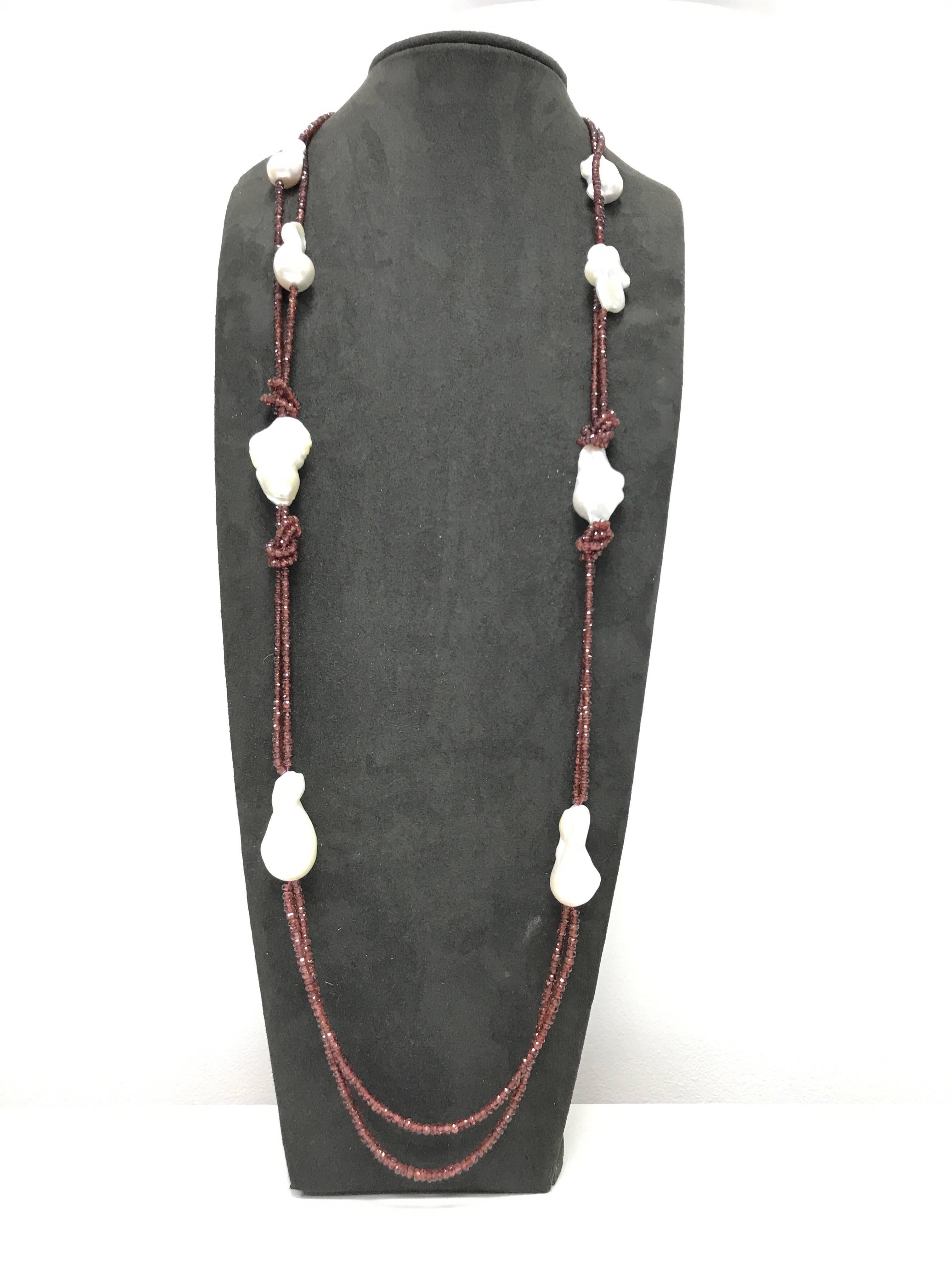 Garnet and Freshwater Baroque Necklace 2