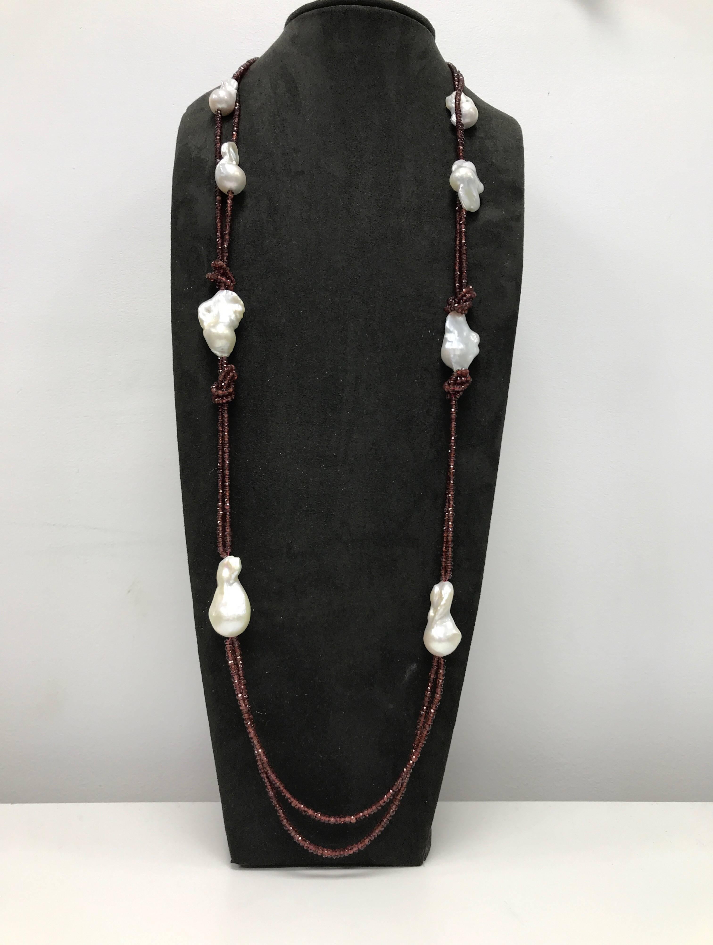 Garnet and Freshwater Baroque Necklace 3