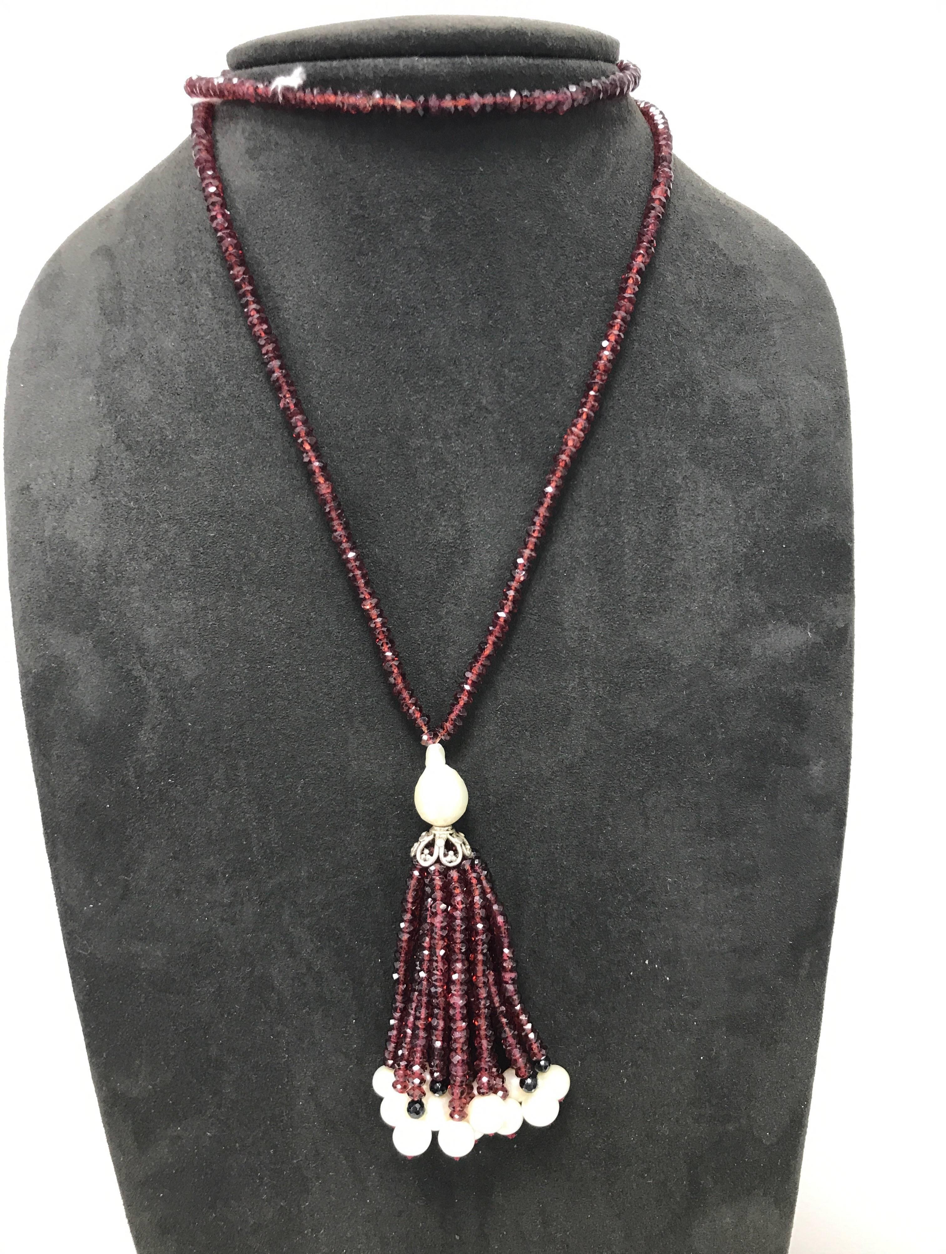 Garnet Tassel and Fresh Water Pearls 1