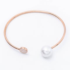 South Sea Pearl and Diamond Rose Gold Bangle