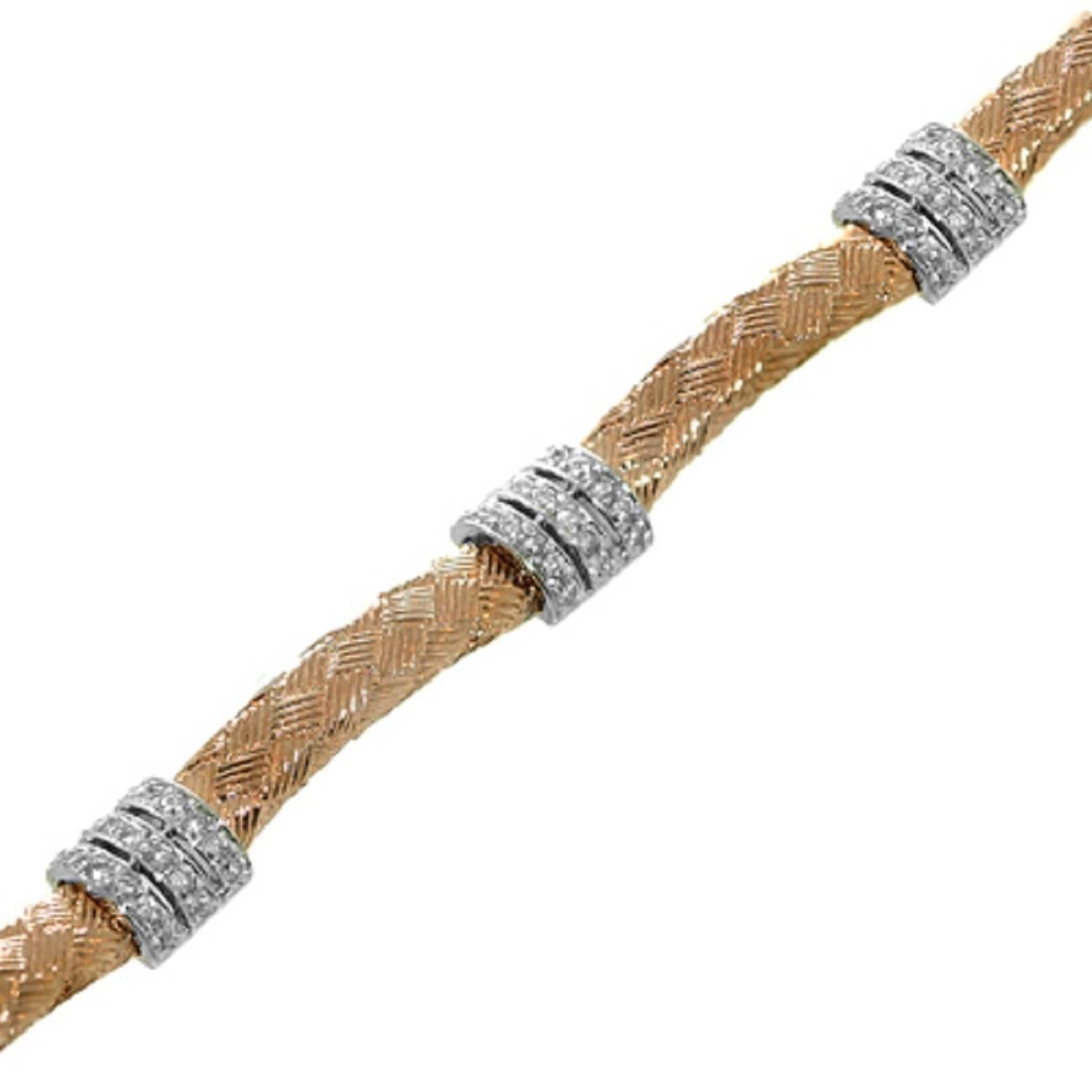 Diamond Three Bar Gold Bracelet