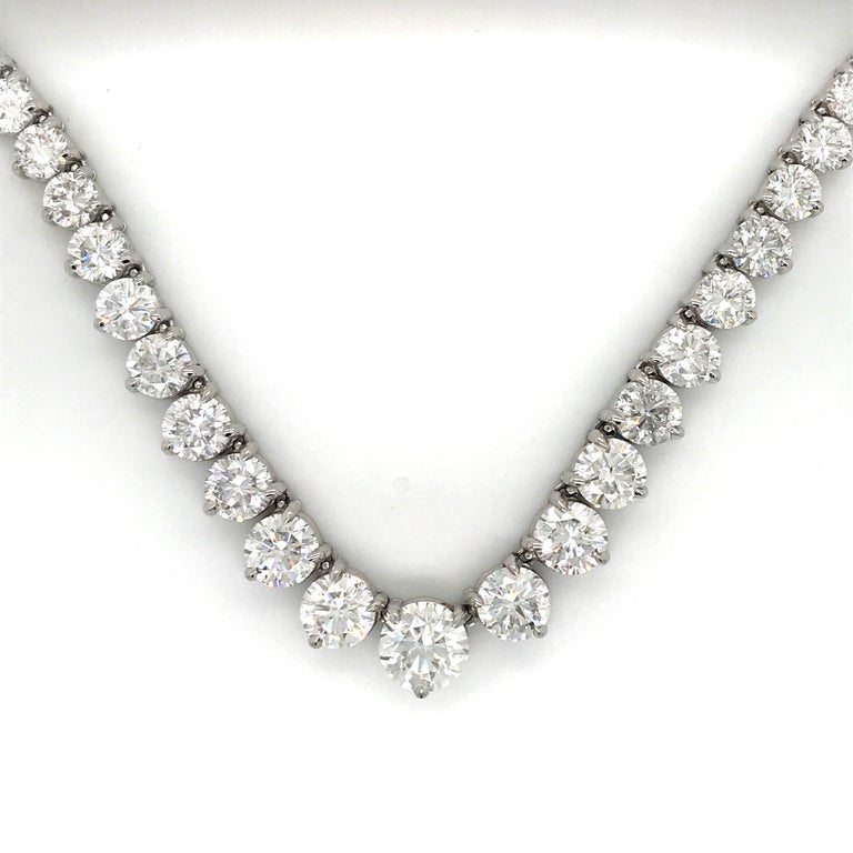 GIA Certified Diamond Graduated Riviere Necklace 50.24 Carat Platinum ...