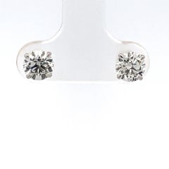 Diamond Stud Earrings 1.42 Carats H SI2 14 Karat White Gold Martini Setting