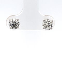 Diamond Stud Earrings 1.42 Carats H SI2 14 Karat White Gold Martini Setting