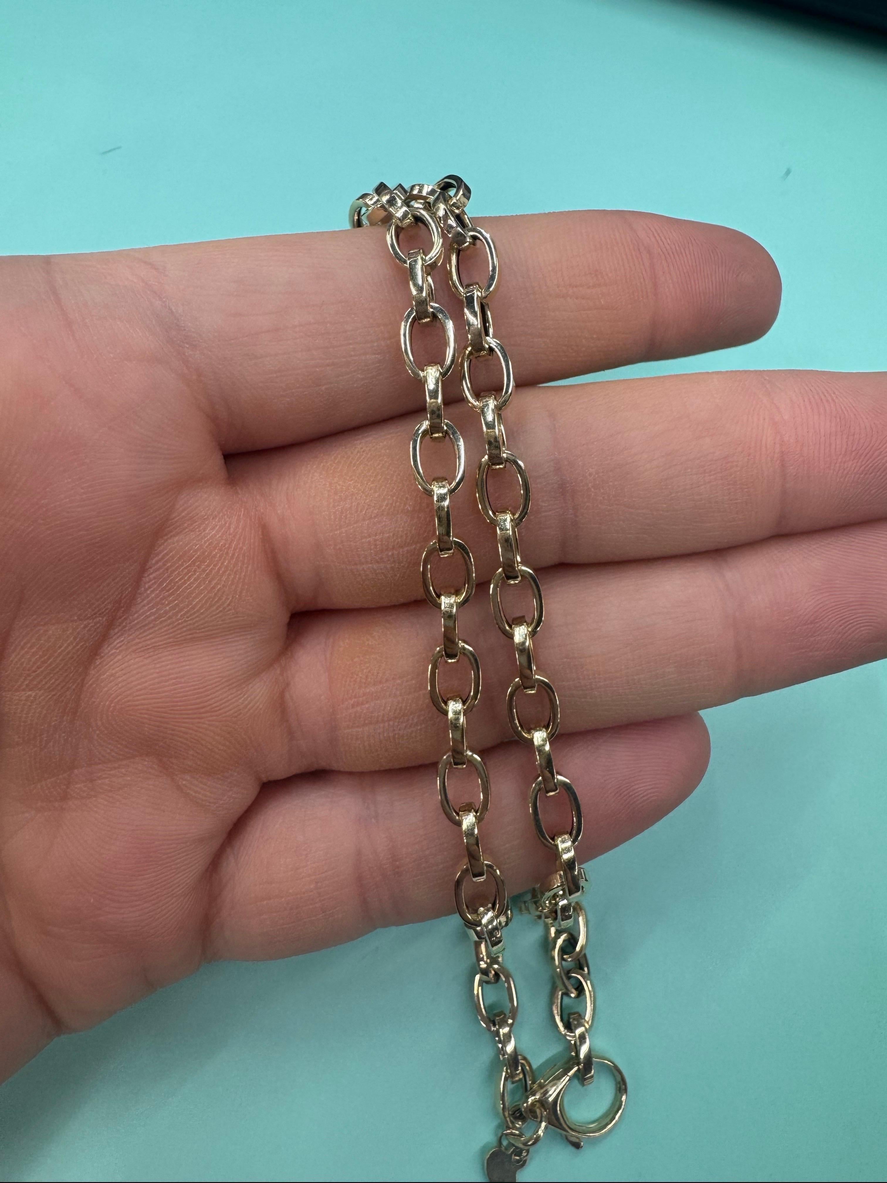 Pendentif italien trèfle à quatre feuilles en diamant sur chaîne à maillons Belcher de 18 pouces en vente 1