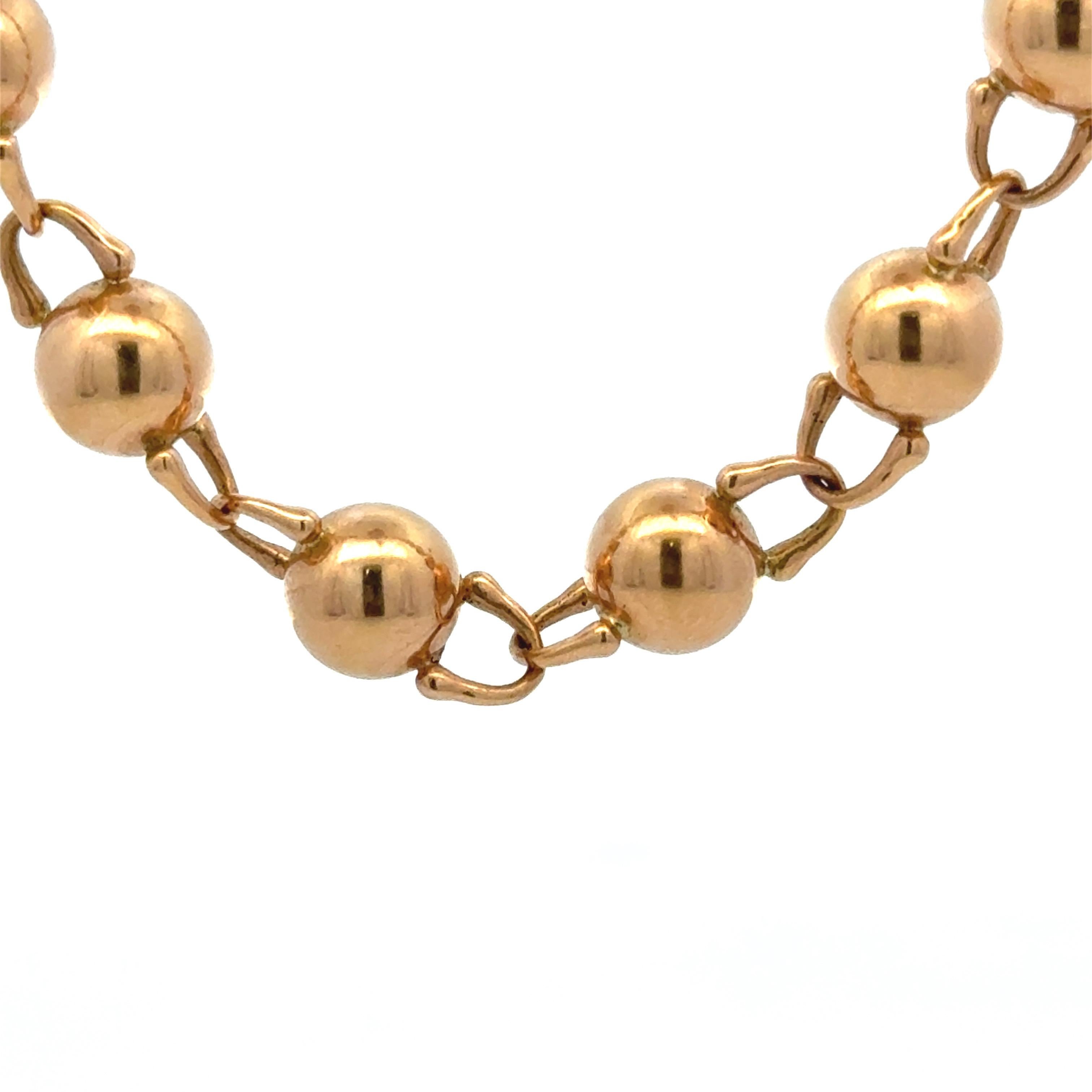 Collana con sfere di perline lucidate in oro giallo 18 carati da 52,5 grammi, 20 pollici In condizioni Nuovo in vendita a New York, NY