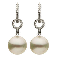 South Sea Pearl Diamond Gold Drop Earrings 5
