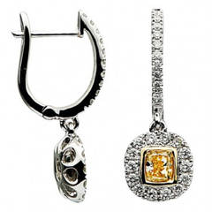 Fancy Yellow Diamond Gold Drop Earrings 4