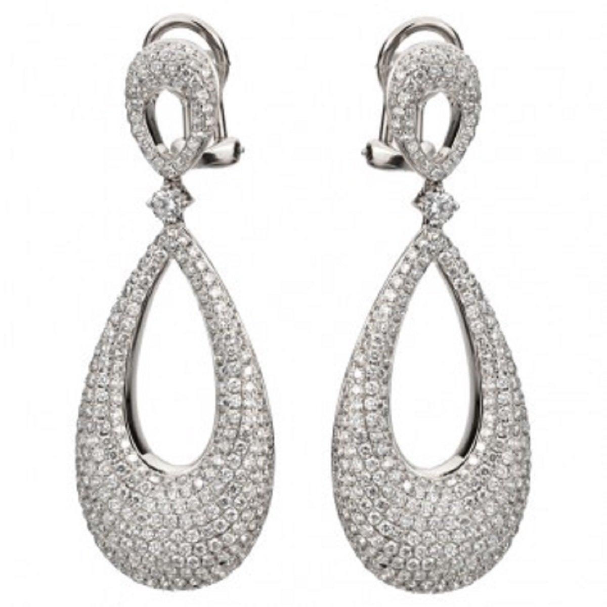 2.90 Carat Diamond Basket Dangle Earrings For Sale