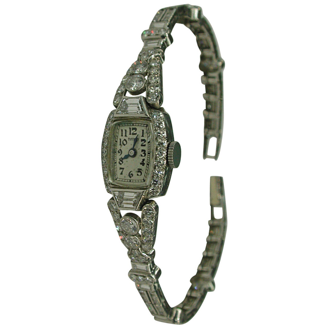Tiffany and Co. Ladies Platinum Diamond Wristwatch For Sale at 1stdibs