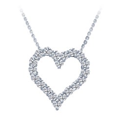 3.77 Carat Diamonds Gold Heart Pendant Necklace