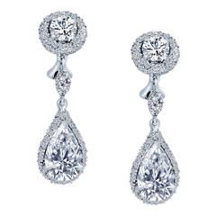 Stunning Pear Shaped Diamond Drop Dangle Earrings